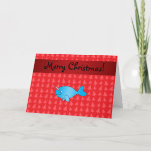 Cartão De Festividades Árvores de Natal vermelhas narwhal conhecidas