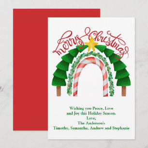 Cartão De Festividades Árvores de Natal Vermelhas Verde Arco-íris Bengal