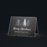 Cartão De Festividades Árvores de Neve de Natal em Quadro Chalkboard Não<br><div class="desc">Fundo de quadro com palitos desenhados à mão,  árvores de inverno e neve,  roteiro "Feliz Natal" em branco,  com cartão de saudação dobrado.</div>