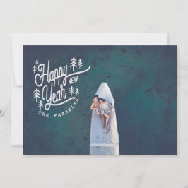 Cartão De Festividades ÁRVORES DE VINTAGEM DE feliz ano novo BRANCO