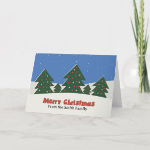 Cartão De Festividades Árvores Decoradas com o Nome Personalizado de Nata