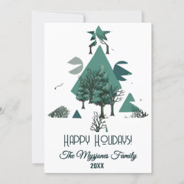 Cartão De Festividades Árvores e Formas Minimalistas Retro Personalizadas