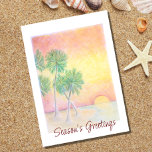 Cartão De Festividades Árvores Tropicais de Palmeiras de Natal Beach<br><div class="desc">Cartão de saudação de Natal de Praia Tropical,  com uma imagem artística de palmeiras e tipografia de guião. Com a inscrição personalizável,  você pode adicionar suas próprias informações. Uma maneira festiva envia desejos de férias aos amigos e à família dos trópicos.</div>