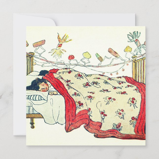 Cartão De Festividades As crianças estavam aninhadas e confortáveis em su (Frente)