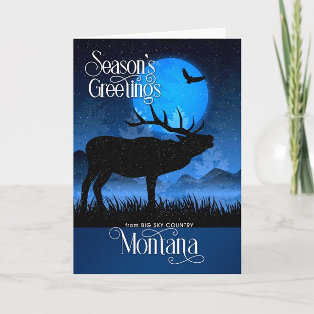 Cartão De Festividades As Saudações de Montana Big Sky Season Moose (Frente)