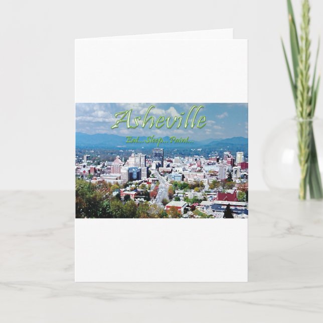 Cartão De Festividades Asheville... coma... dorme... pintura (Frente)