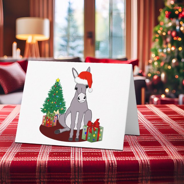 Cartão De Festividades Asno bonito do Natal (Cute Christmas Donkey Blank Note Holiday Card)