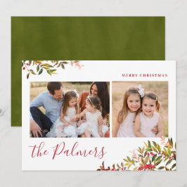 Cartão De Festividades Assinatura da Família de Folhagem de Natal Waterco