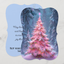 Cartão De Festividades Assinatura Personalizada do Pink Winter Wonderland