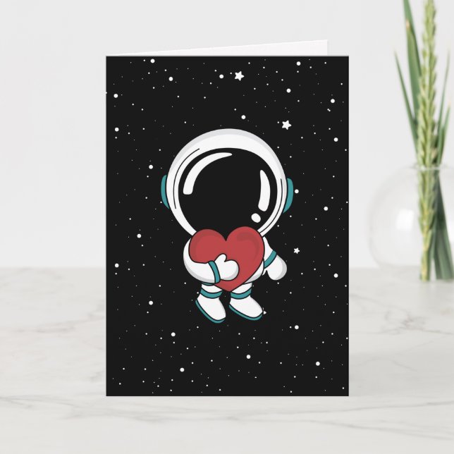 Cartão De Festividades Astronauta do Amor Dia dos Namorados (Frente)