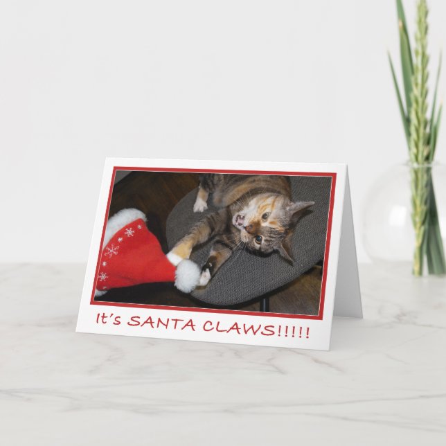 Cartão De Festividades Ataque II do gato do Natal (Frente)