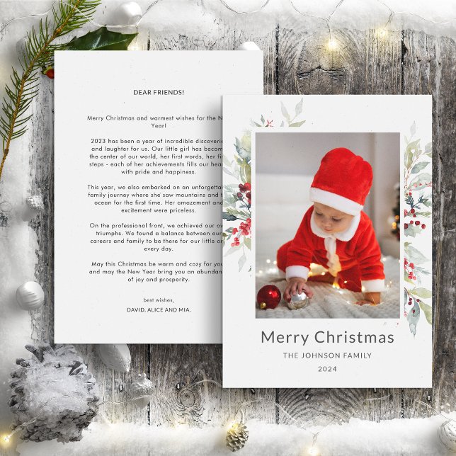 Cartão De Festividades Atualização anual do Buquê de Natal de Red Berries (Criador carregado)