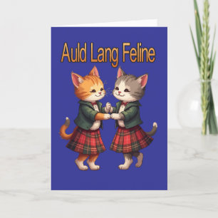 Cartão De Festividades Auld Lang Feline Orange Cats Dancing Greeting Card