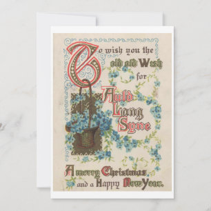 Cartão De Festividades Auld Lang Syne, Natal, Ano Novo 1914 Vintage