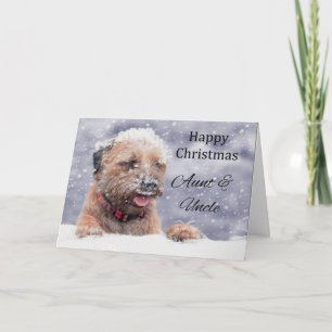 Cartão De Festividades Aunt & Uncle, Christmas, Border Terrier Dog Card