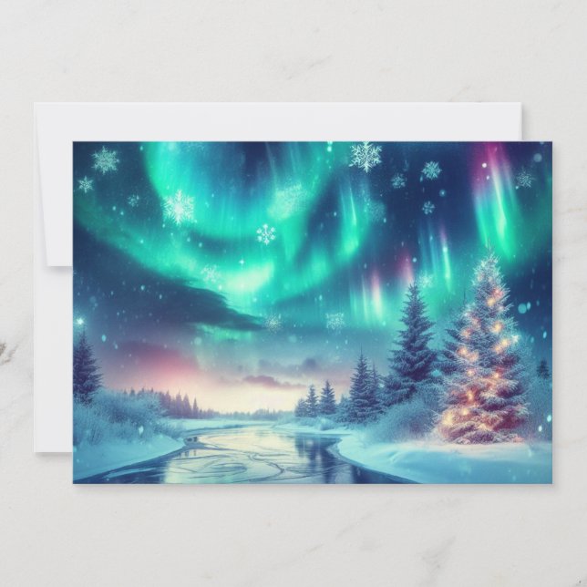 Cartão De Festividades aurora boreal/Natal/Inverno (Frente)