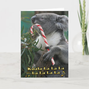 Cartão De Festividades Australian Christmas Koala With Candy Cane