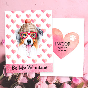 Cartão De Festividades Australian Shepherd Eu Te Amo Cachorro Dia dos Nam