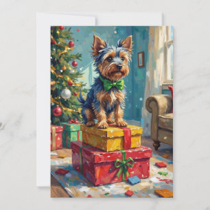 Cartão De Festividades Australiano Teimoso Terrier Rei dos Presentes de N