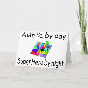 Cartão De Festividades Autístico pelo super-herói do dia em a noite