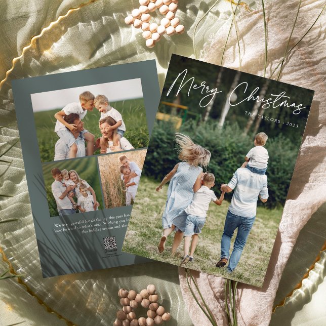 Cartão De Festividades Autografo | Feliz Natal Foto Vertical (Criador carregado)