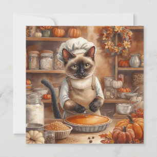 Cartão De Festividades Autumn Cat com a saudação da Pie Fall Season