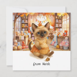 Cartão De Festividades Autumn Cat com brinquedos - Saudação de Fall Seaso