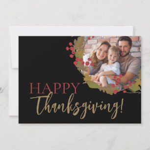 Cartão De Festividades Autumn Deixa Foto da Família Feliz Dia de Ação de