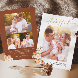 Cartão De Festividades Autumn Floral Terracotta 4 Fotos Ação de Graças