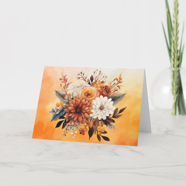 Cartão De Festividades Autumn Flowers (Frente)