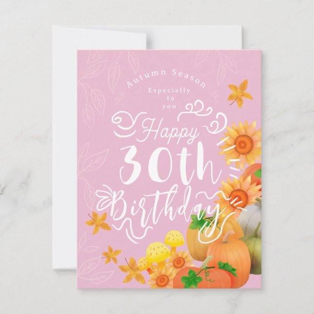 Cartão De Festividades Autumn Pumpkin Rosa (Frente)