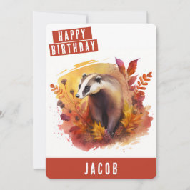 Cartão De Festividades Autumn vibes Badger Birthday