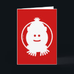 Cartão De Festividades Avatar do boneco de neve do Natal<br><div class="desc">Pictograma do Natal que representa um boneco de neve agradável que veste um lenço e um chapéu do Natal ao sorrir. Estilo iconográfico minimalista.</div>