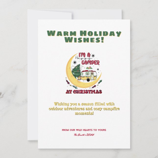 Cartão De Festividades Aventura de Camper de Natal Acampando Fora (Frente)