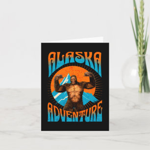 Cartão De Festividades Aventura Retro Sasquatch Montanha do Alasca