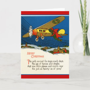 Cartão De Festividades Avião Feliz de Natal