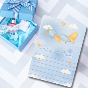 Cartão De Festividades Avião,Nuvens & Estrelas, Azul, Menino, Fofo 