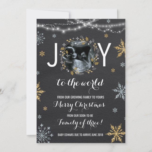 Cartão De Festividades Aviso de Gravidez de Natal Foto de Natal (Frente)