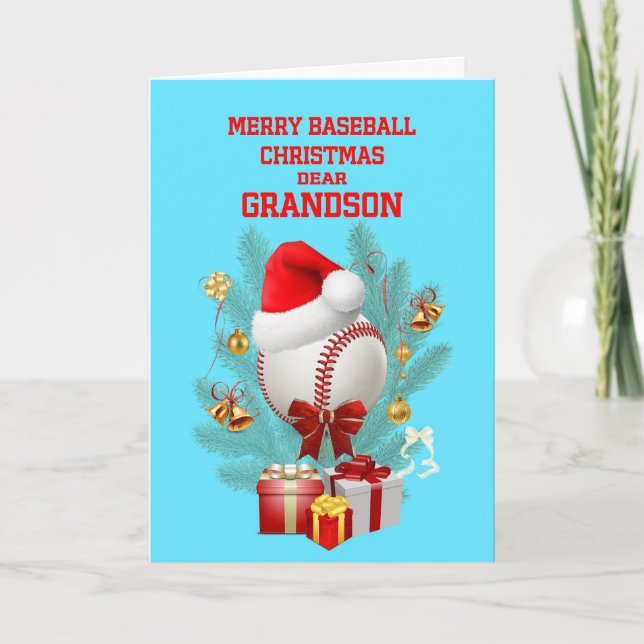 Cartão De Festividades Avô de Natal Baseball (Frente)