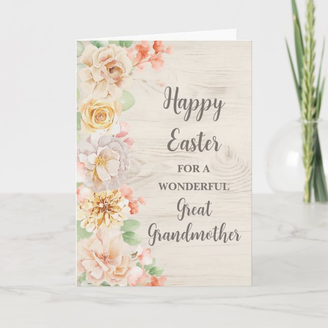 Cartão De Festividades Avó Felz pascoa Excelente das Flores da primavera (Frente)