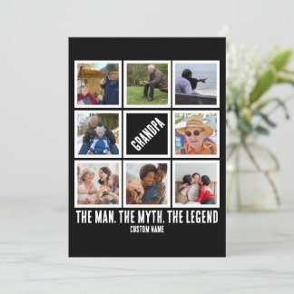 Cartão De Festividades Avô Personalizado o homem mito lenda 8 Colagem de 