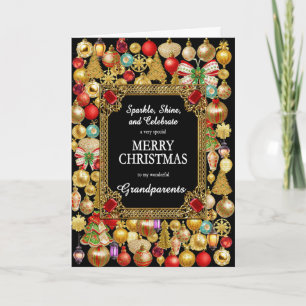 Cartão De Festividades Avós Feliz Natal com Ornamentos