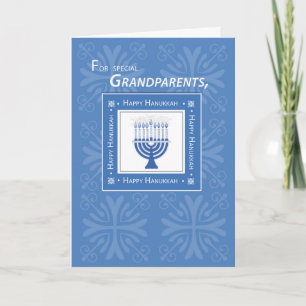 Cartão De Festividades Avós Hanukkah Desejam Menorah Azul