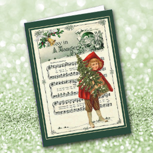 Cartão De Festividades Away in a Manger Music Art Christmas Card