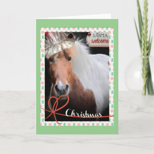 Cartão De Festividades Awesome Icelandic Pony Santa horse greeting card