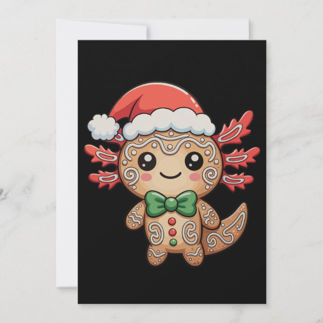 Cartão De Festividades Axolotl Gingerbird Natal Combinação Família (Frente)