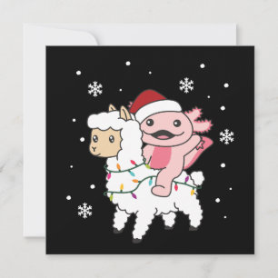 Cartão De Festividades Axolotl Llama Alpaca Animais de inverno