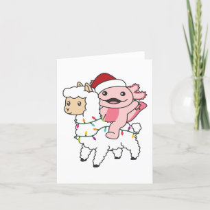 Cartão De Festividades Axolotl Llama Alpaca Natal Animais de inverno Holi