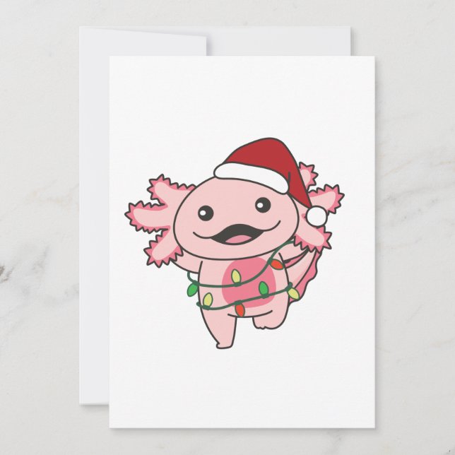 Cartão De Festividades Axolotl Natal Animais de Inverno Axolotls (Frente)