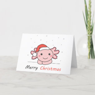Cartão De Festividades Axolotl Natal Neve Animais de inverno Axolots